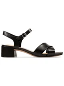 Sandały damskie - Clarks Skórzane sandały "Sheer35 Strap" w kolorze czarnym na obcasie - miniaturka - grafika 1