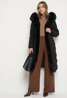 Kurtki damskie - Czarna Pikowana Kurtka z Futerkowym Obszyciem i Paskiem Samiria - miniaturka - grafika 1