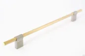 Zawiasy, okucia i inne akcesoria - Uchwyt meblowy podłużny Line Mix 224 Mosiężny szczotkowany nielakierowany ze szczotkowaną stalą - miniaturka - grafika 1