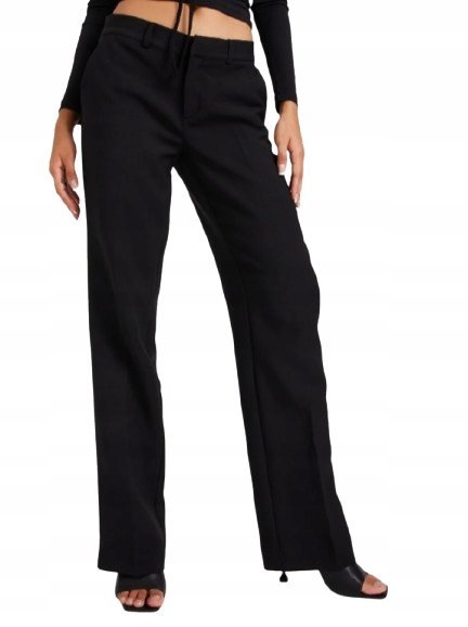 NELLY SPODNIE ELEGANCKIE DAMSKIE CZARNE DŁUGIE PROSTE SUWAK 34 DRI