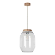 Lampy sufitowe - Britop Loftowa LAMPA wisząca VASO 169010174 szklana OPRAWA skandynawski ZWIS słoik przezroczysty drewno przezroczysty drewno - miniaturka - grafika 1