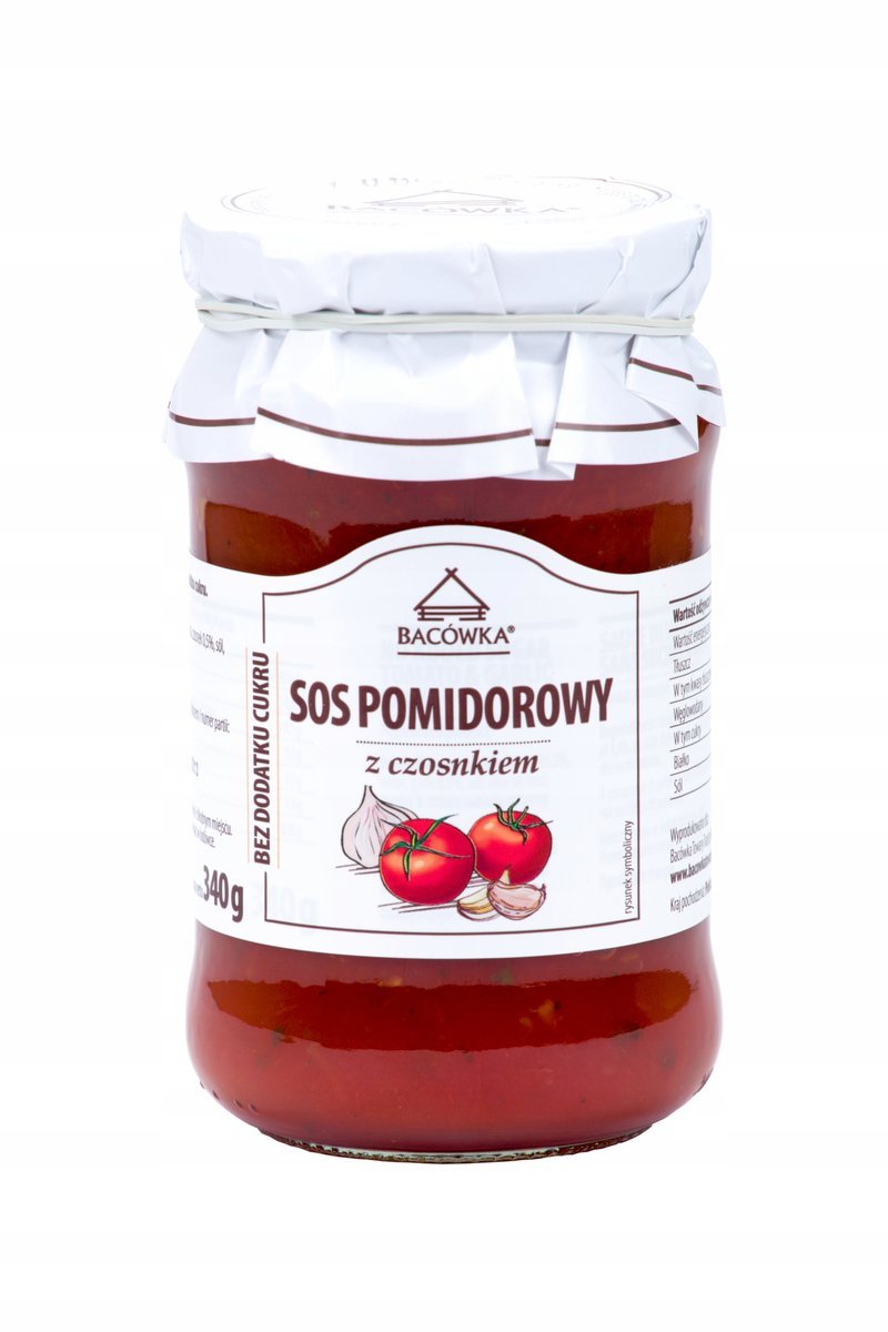 Sos pomidorowy z czosnkiem 340g Bacówka