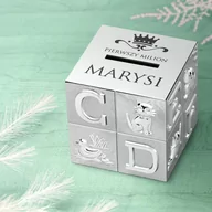 Pamiątka Pierwszej Komunii Świętej - Skarbonka posrebrzana klocek z grawerem dla dziewczynki - miniaturka - grafika 1