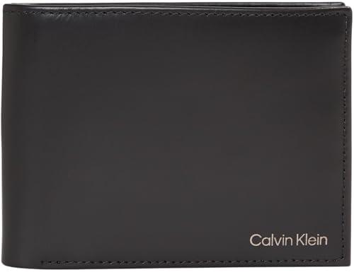 Calvin Klein Męski gładki potrójnie składany portfel 10CC W/COI, czarny Ck, OS, Ck czarny, Rozmiar Uniwersalny