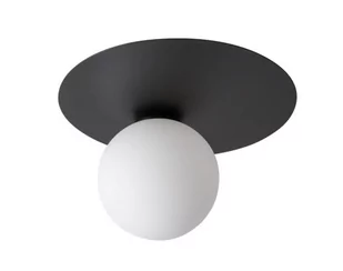 Sigma krótka czarno-biała lampa sufitowa z okrągłym kloszem ARGON 1 33263 pojedyncza lampa na sufit klosz szklana kula 33263 - Lampy sufitowe - miniaturka - grafika 1