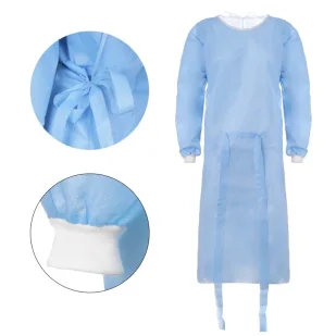 Fartuch jednorazowy niebieski XXL z mankietem (flizelina 24g) 100szt - Odzież medyczna - miniaturka - grafika 1
