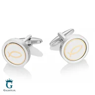 Spinki do mankietów i krawatów - Galante Spinki do mankietów X2 Ichthys Silver PSC152A/260 - miniaturka - grafika 1
