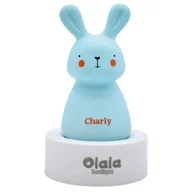 Wyposażenie pokoiku dziecięcego - Olala Boutique, Lampka nocna LED, Olala, Króliczek Charly, niebieska - miniaturka - grafika 1