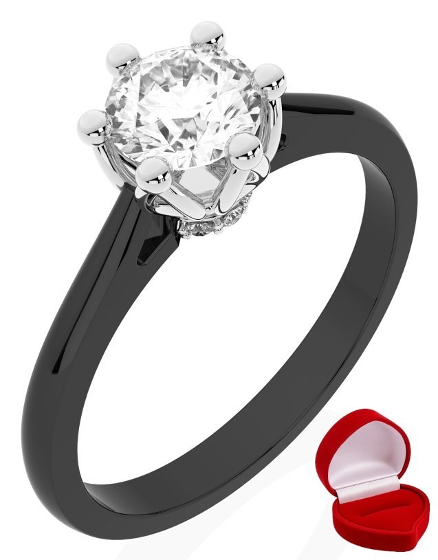 ZŁOTY PIERŚCIONEK ZARĘCZYNOWY 585 14k SZAFIR 0,50 ct CZARNE ZŁOTO R16