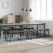 Ławki do przedpokoju - Ławka do jadalni, ciemnoszara, 248x32x45 cm, stal i tkanina - miniaturka - grafika 1