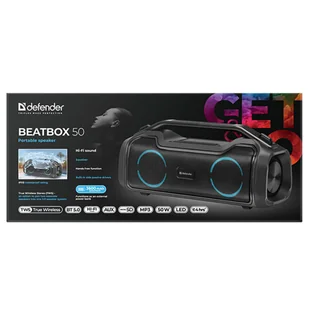 Defender głośnik BEATBOX 50, Li-Ion, 2.0, 50W, czarny, regulacja głośności, podświetlenie LED, BT 5.0, TWS, 80Hz~12kHz - Głośniki komputerowe - miniaturka - grafika 5