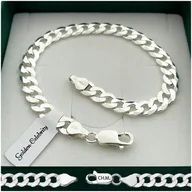 Bransolety męskie - SREBRNA BRANSOLETA MĘSKA DIAMENTOWANA 20cm/6mm PANCERKA SREBRO 925 + GRAWER - miniaturka - grafika 1