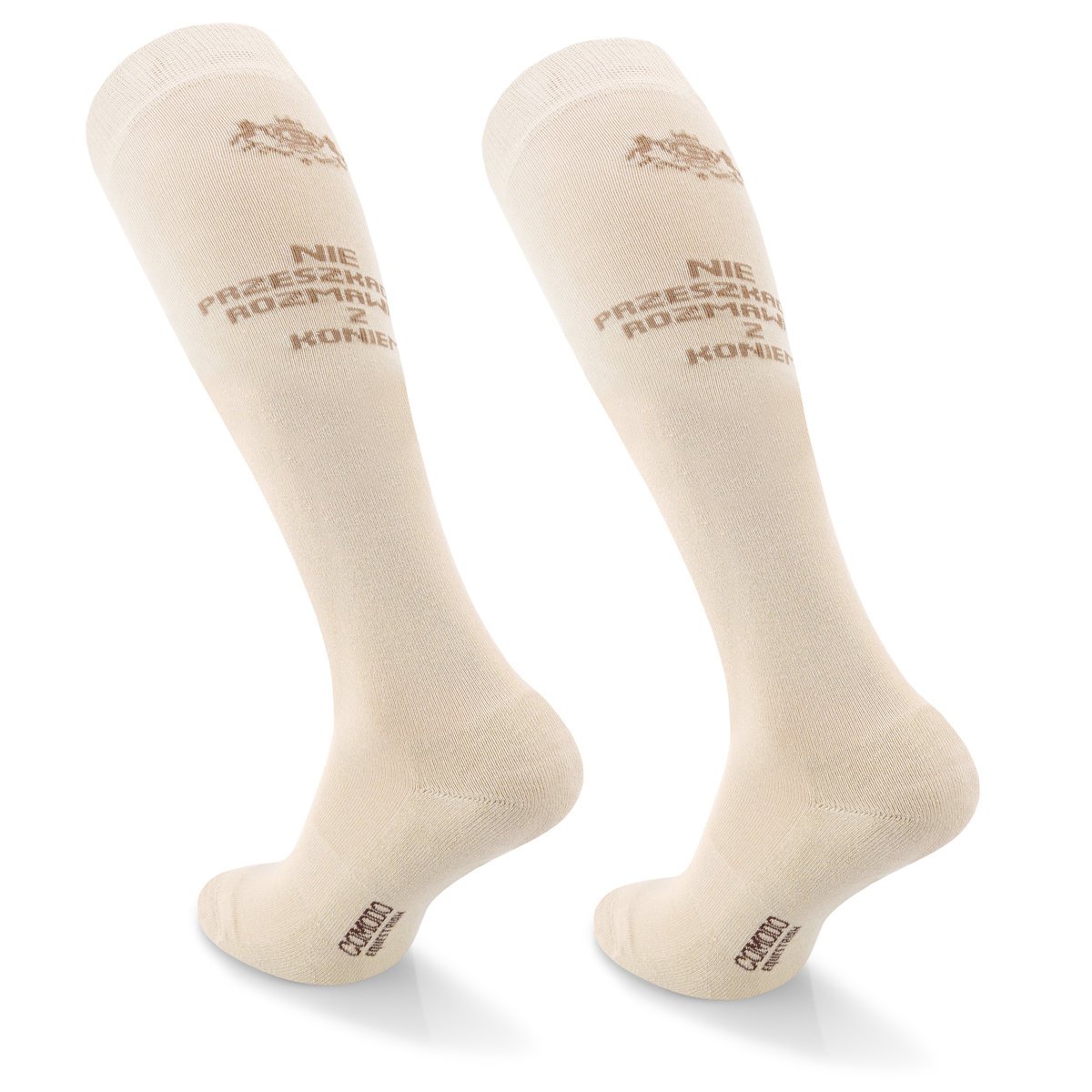 Beżowe podkolanówki COMODO Rozmawiam z Koniem 35-38, bawełniane, cienkie, , idealne do jazdy konnej wiosną i latem. damskie