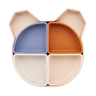 Miseczki i talerzyki dla dzieci - Silikonowa miseczka Mjölk z wyjmowanymi przegródkami 4w1 w kształcie misia, beż, 380 ml - miniaturka - grafika 1