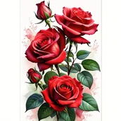 Rękodzieło - TEMU Zestaw do Malowania Diamentowego "Czerwona Róża" 5D DIY Okrągłe Kryształki na Płótnie do Dekoracji Ściennej w Domu Motyw Kwiatowy z Pełnym - miniaturka - grafika 1