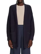 Swetry damskie - ESPRIT Długi kardigan z otwartym przodem, 100% bawełna, grantowy, XXL - miniaturka - grafika 1