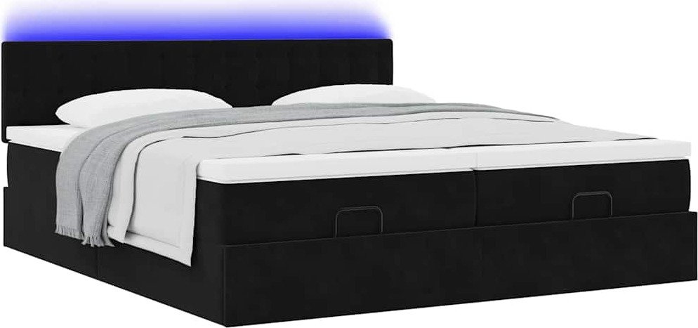 vidaXL Łóżko otomana z materacem czarne 160x200 cm aksamitne