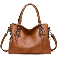 Torebki damskie - TOREBKA NA RAMIĘ DAMSK brąz czarna SHOPPER DO RĘKI pasek jakość - miniaturka - grafika 1