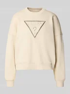 Bluzki damskie - Bluzka z logo i obszyciem ozdobnymi kamieniami model ‘RACHELE’ - miniaturka - grafika 1