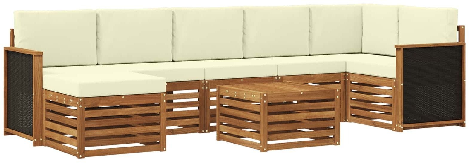 vidaXL Zestaw sof na zewnątrz z poduszką 7 pcs Naturalny i Kremowy