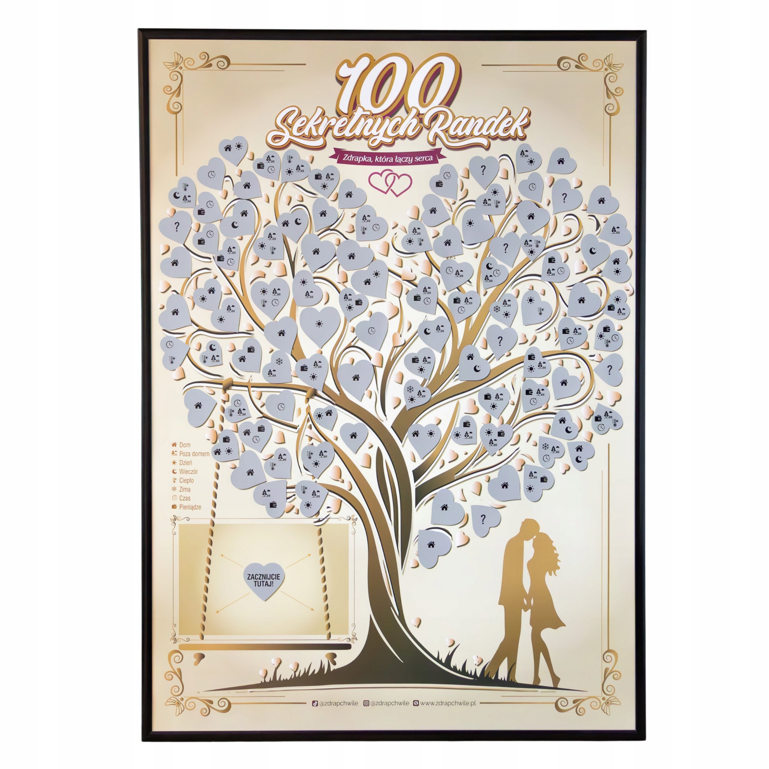 Plakat zdrapka dla Par 100 Sekretnych Randek (A2) Zdrap Chwile