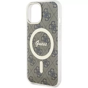 Etui GUESS Hardcase IML 4G Magsafe do iPhone 15 Pro Max 6,7 cala Brązowy GUHMP15XH4STW - Etui i futerały do telefonów - miniaturka - grafika 1