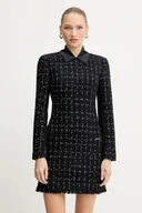Sukienki - Karl Lagerfeld sukienka z dodatkiem wełny kolor czarny mini prosta A4W13021 - miniaturka - grafika 1
