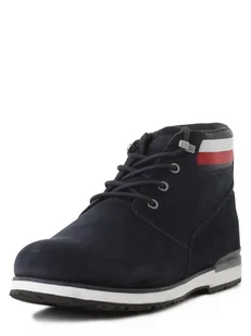 Tommy Hilfiger - Kozaki męskie ze skóry, niebieski - Buty zimowe męskie - miniaturka - grafika 1