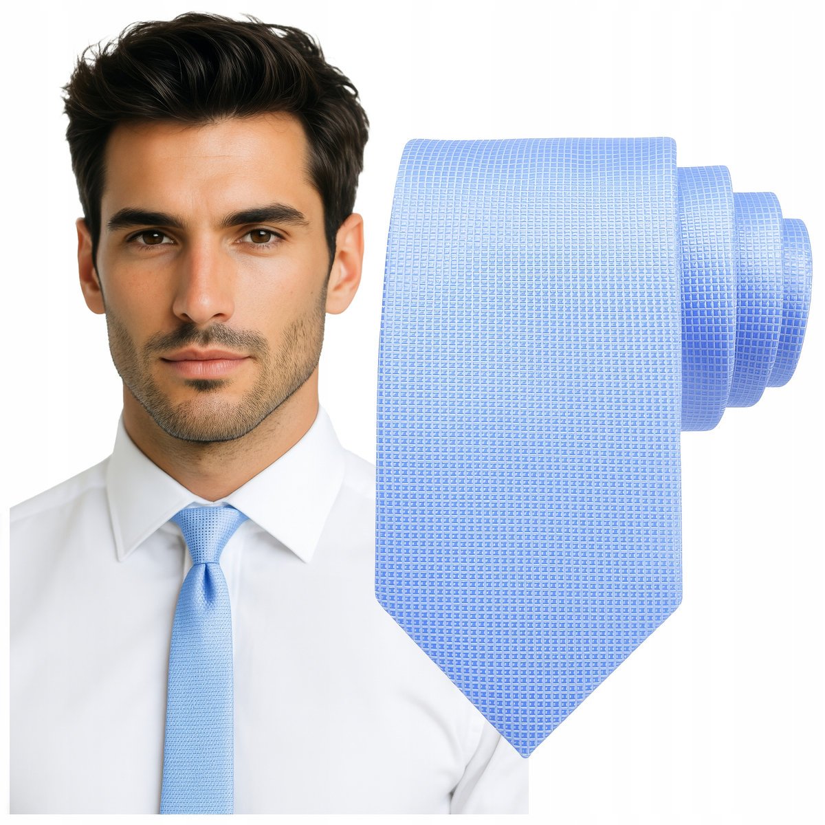Krawat męski klasyczny - jasnoniebieski
