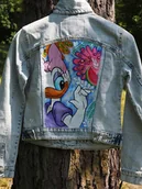 Kurtki damskie - Kurtka jeansowa malowana DAISY - miniaturka - grafika 1