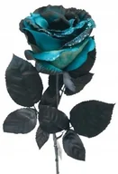 Sztuczne kwiaty - Róża Z Brokatem Niebiesko Czarna Liść Do Flakonu Święta Bukietu 65Cm Stroik - miniaturka - grafika 1