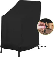 Pokrowce na meble ogrodowe - Pokrowiec na krzesło ogrodowe, wodoodporny, składany, tkanina Oxford 210D ze sznurkiem i klamrą (70 x 70 x 125/75 cm), czarny - miniaturka - grafika 1