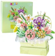 Klocki - Klocki Konstrukcyjne Kompozycja W Pudełku Box Kwiatowy Zielony LED 750el. LEAN Toys - miniaturka - grafika 1