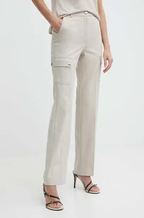 Morgan spodnie PAZZA.F damskie kolor beżowy proste high waist PAZZA.F - Spodnie damskie - miniaturka - grafika 1