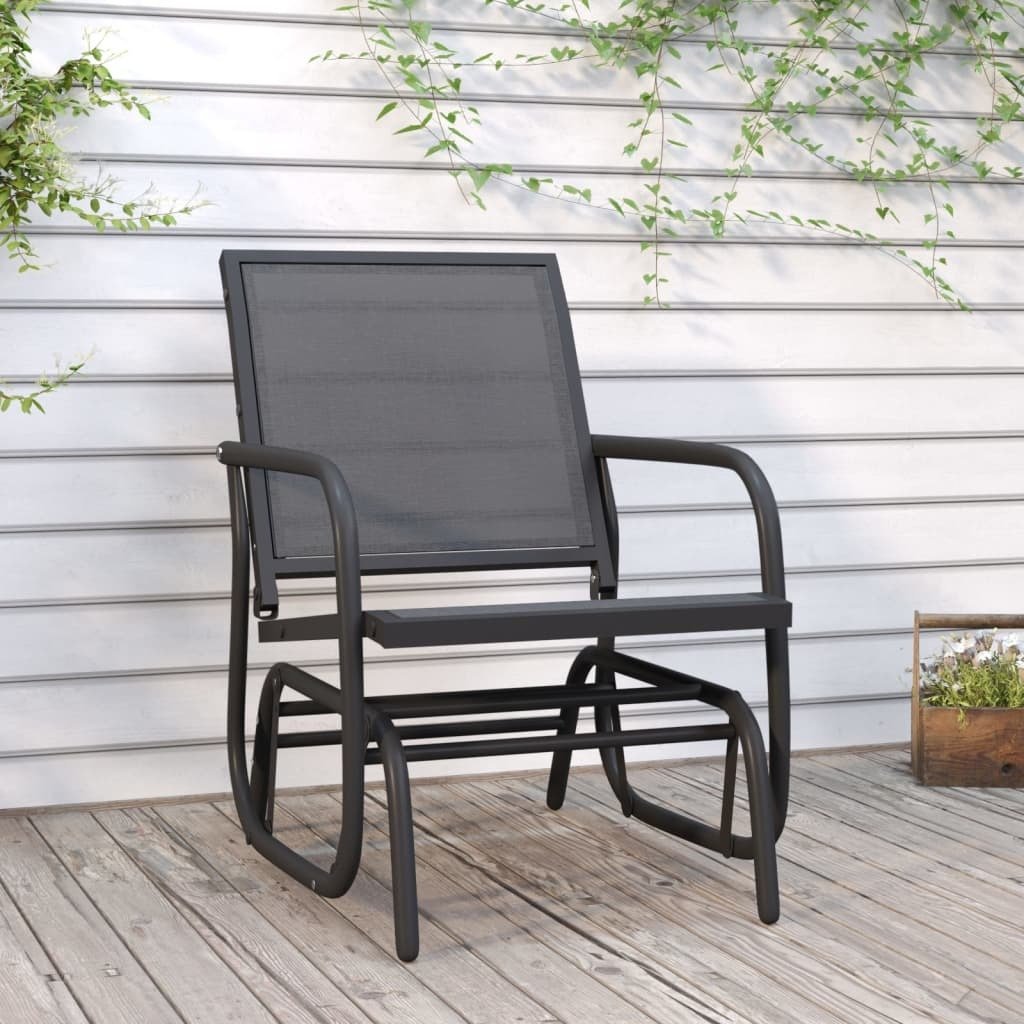 vidaXL vidaXL Ogrodowy fotel bujany, czarny, 61x76x87 cm, textilene i stal