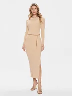 Sukienki - Michael Kors Sukienka dzianinowa MR4820O33D Beżowy Slim Fit - miniaturka - grafika 1