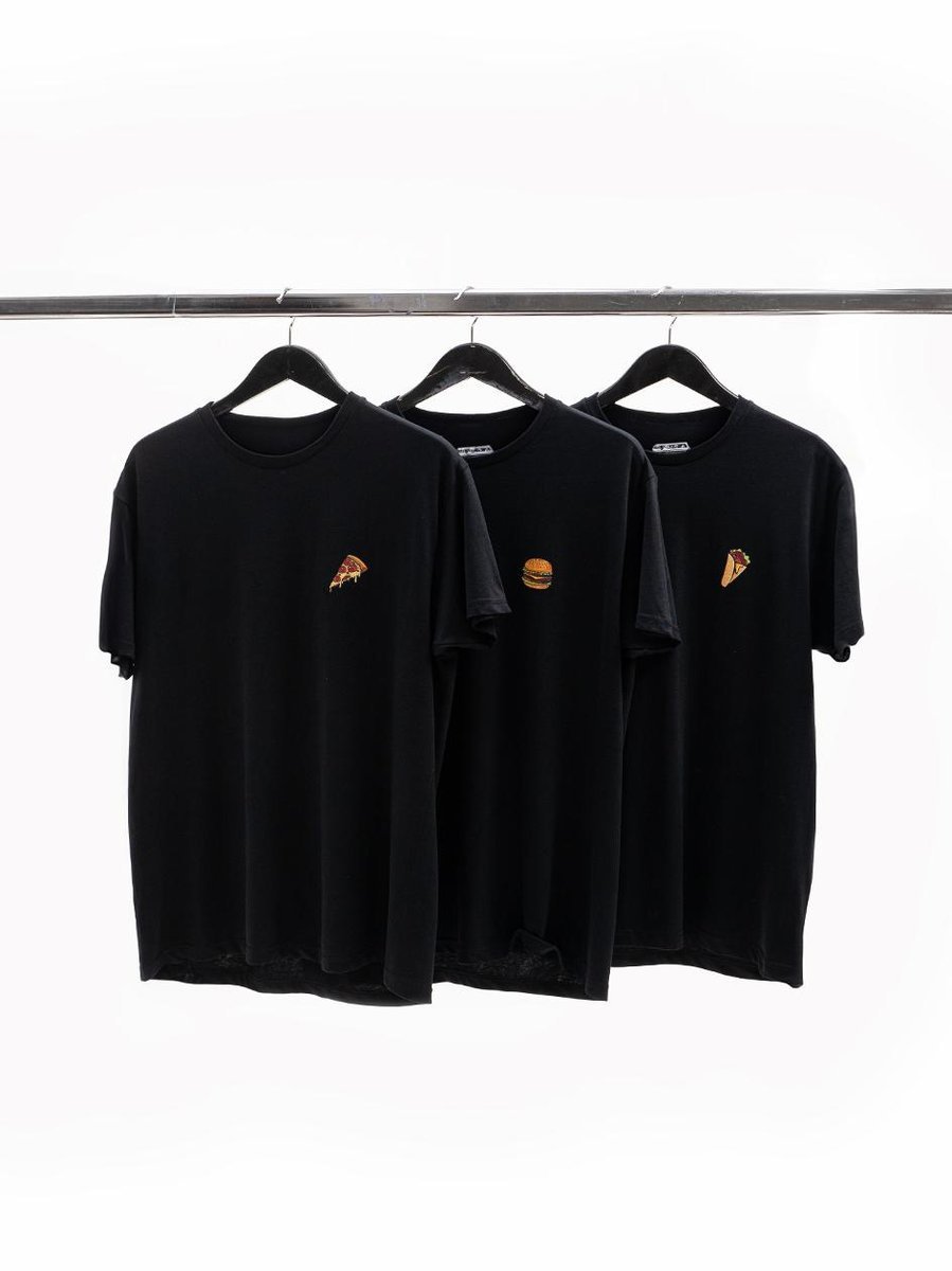 ZESTAW T-SHIRT KOSZULKA MĘSKA 3 SZT Fast Food KEBAB BURGER PIZZA CZARNA L