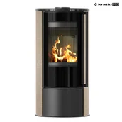 Piece wolnostojące - Piec stalowy ERIK fi 150 5,5kW ozdobna ceramika GOLD SATIN czarne wyłożenie - miniaturka - grafika 1