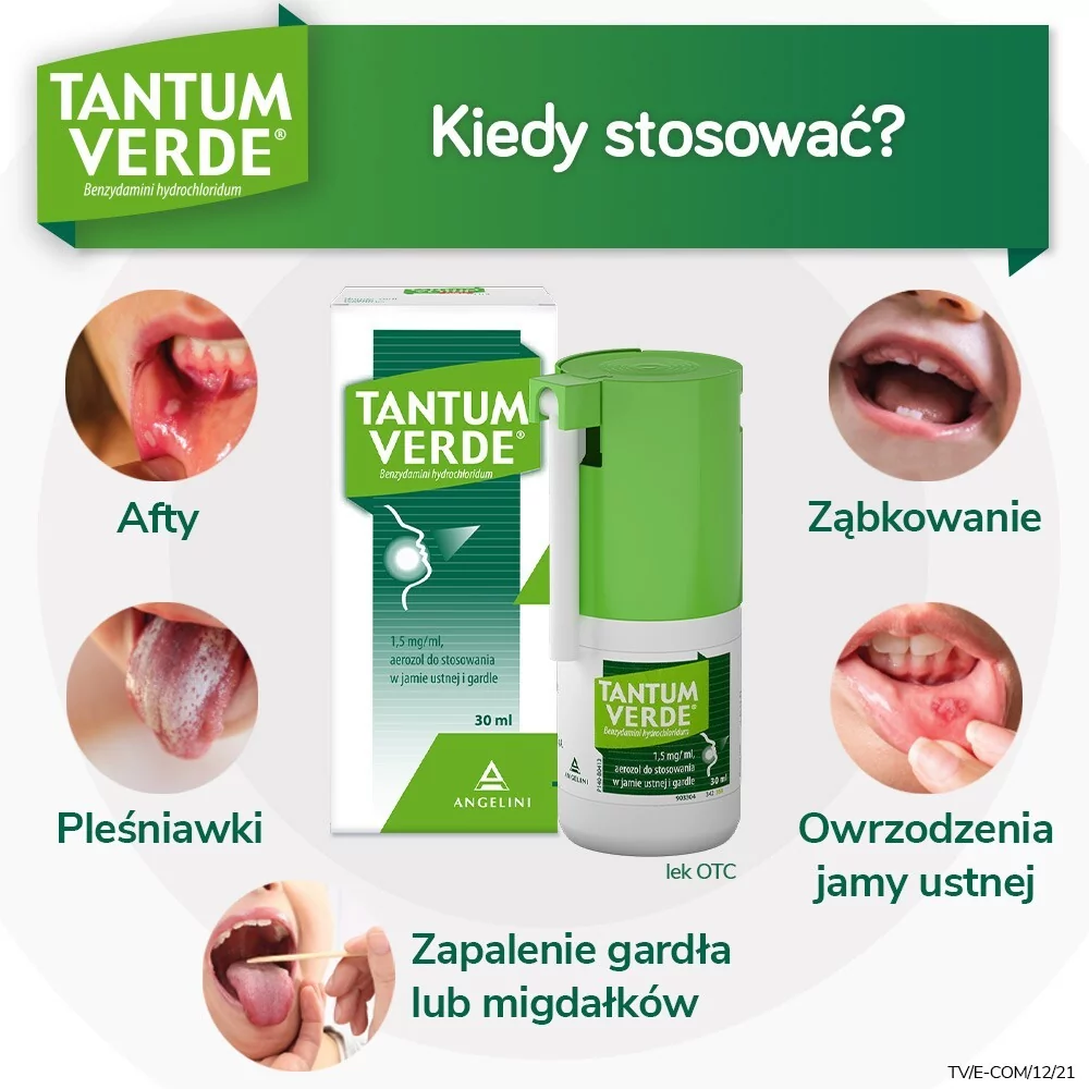 Tantum Verde, aerozol do stos. w j. ustnej i gardle 1,5 mg/ml, 30 ml.