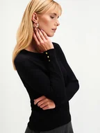 Swetry damskie - Czarny basicowy sweter - miniaturka - grafika 1