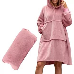 Bluzair Bluza Koc z Kapturem XXL Ciepła Różowy 4w1 - Księgarnia OUTLET - miniaturka - grafika 1