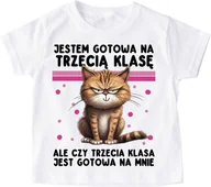 Koszulki dla dziewczynek - Koszulka dla dziewczynki na rozpoczęcie 3 klasy - JESTEM GOTOWA NA 3 KLASĘ - miniaturka - grafika 1