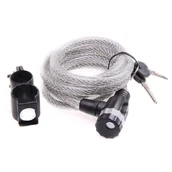 Akcesoria rowerowe - PROFEX Blokada rowerowa z uchwytem, Spiral Strong, 180 cm x 12 mm, srebrny - miniaturka - grafika 1