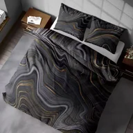 Pościel - Faro Pościel satynowa luksusowa 140x200+70x90 Nobile 005 Czarny marmur - miniaturka - grafika 1