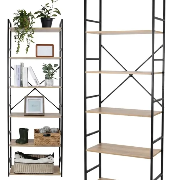 Regał Loftowy Na Książki Smukee Xl 176x60x28 6 Półek Loft Czarny Półka