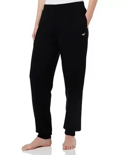 Spodnie damskie - Emporio Armani Damskie spodnie z mankietami z wiskozy polarowej, czarny, XS - grafika 1