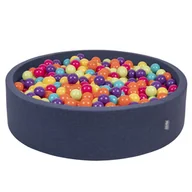 Suche baseny - KiddyMoon Suchy basen okrągły z piłeczkami 7cm 120x30 granatowy: jasny zielony-żółty-turkus-pomarańcz-ciemny róż-fiolet 120x30/200piłek Zabawka base.. - miniaturka - grafika 1