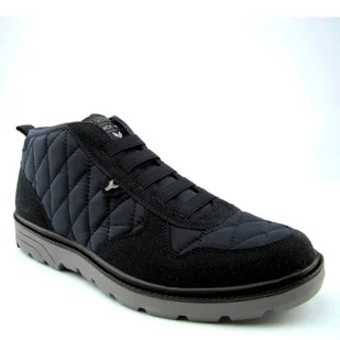 YUMAS BOSTON 47043 Trzewiki męskie jesienne pikowane granatowe - Półbuty męskie - miniaturka - grafika 1