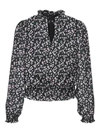 Bluzki damskie - VERO MODA Damska bluzka Vmmilla Ls Smock Top WVN Ga Noos, Black/Aop: średni kwiat, M - miniaturka - grafika 1