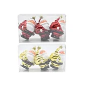 Ozdoby bożonarodzeniowe - Zawieszka Mikołaj 8 cm 3 sztuki czerwony / złoty - miniaturka - grafika 1